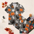 thumbnail image 5 of TOWED22 Girls Halloween Pajama Set Short Sleeve Button Down Silky Satin Girls PJS Kids Sleepwear Fall Winter Nightwear Loungewear Set for 2-13 Years(Grey,6-7 Y), 5 of 6