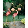 thumbnail image 3 of Zingz & Thingz Standing Flamingo Looking Back Outdoor Statue - 33" - Pink and Beige, 3 of 4