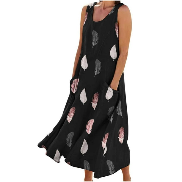 Wandatree Summer Dresses for Women Clearance Fashion Print Crewneck ...