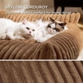 thumbnail image 4 of Cute Couch for Pets - Fluffy Cat Sofa with Premium Soft Corduroy Fleece, Fuzzy Couch Bed with Removable Washable Cover, Supportive Cat Chair for Indoor Cats, 24inch,Copper Brown, 4 of 15