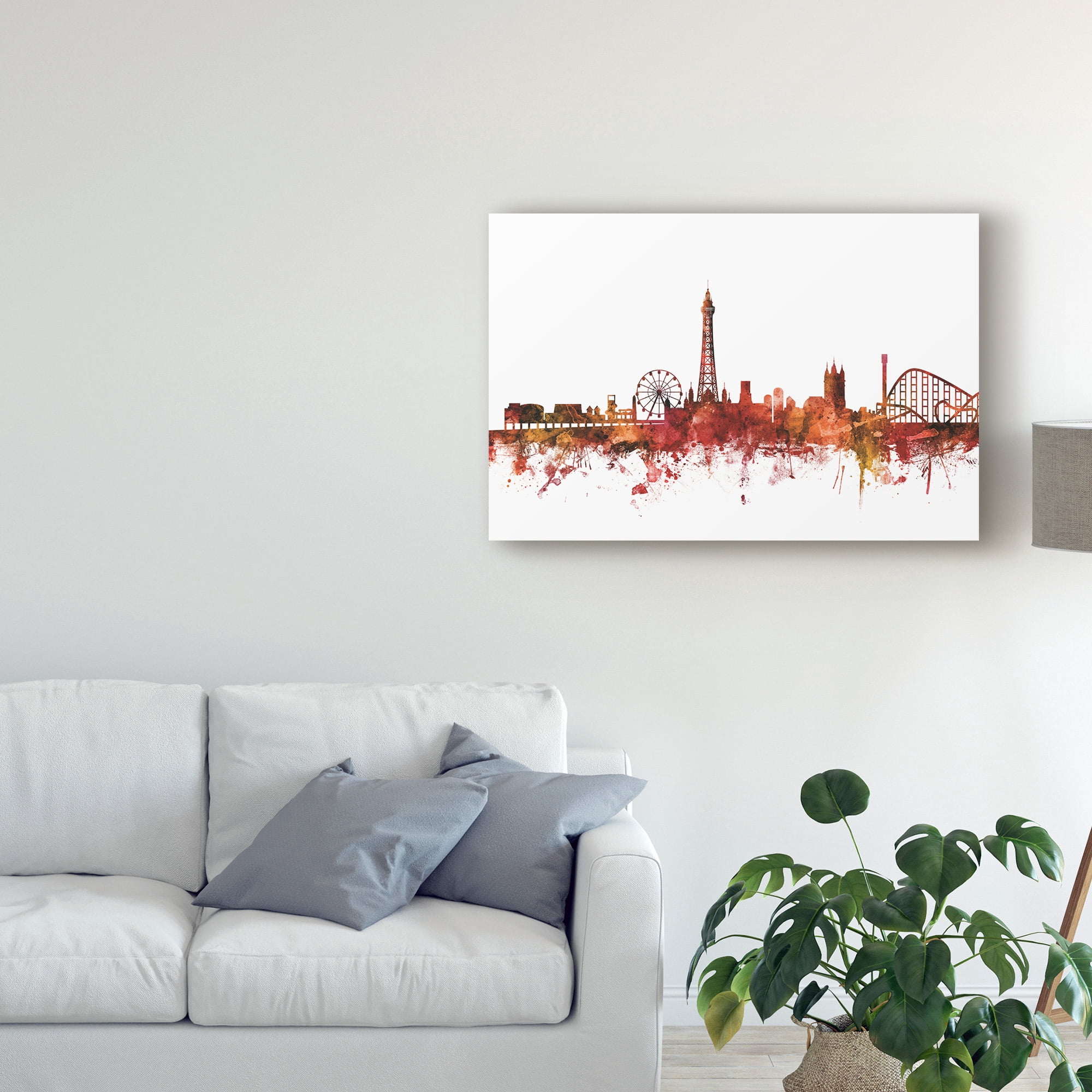 Trademark Fine Art 'Blackpool England Skyline Red' Canvas Art by Michael Tompsett