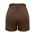 thumbnail image 6 of vigerkar Womens Linen Shorts,2025 Summer Shorts for Women Comfy Drawstring Beach Short Pants with Pockets Brown, M, 6 of 6
