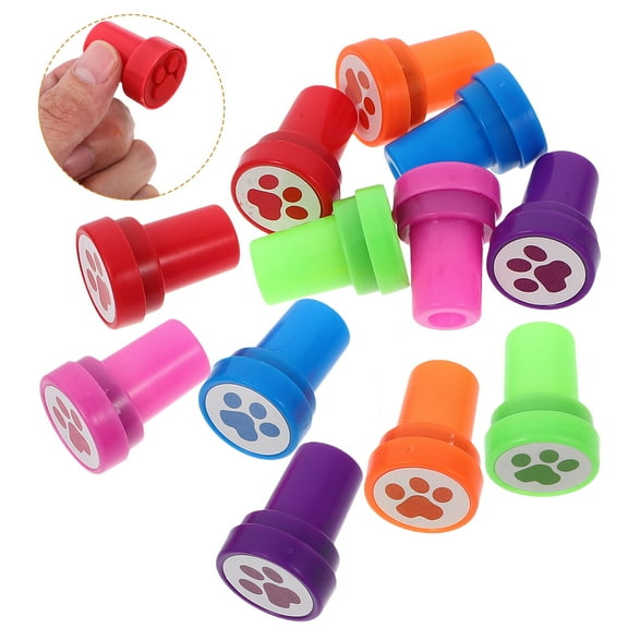 AURARMLET 12Pcs Adorable Dog Paw Print Stamps Plastic Stampers for Journals and Craft Projects