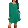 thumbnail image 1 of Robe T-Shirt à Poche, Robe Midi Ample à Manches Longues à Col Rond, Robe Facile pour Tous les Jours pour Femmes, Maternité, Voyage et Tenue de Fin de Semaine Vert 2TG, 1 of 5