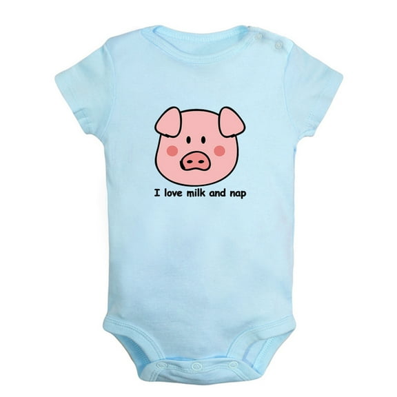 I Love Milk And Nap Funny Rompers For Babies, Animal Pig Pattern Jumpsuit, Newborn Baby Unisex Bodysuits, Infant Jumpsuits, Toddler 0-24 Months Kids One-Piece Oufits