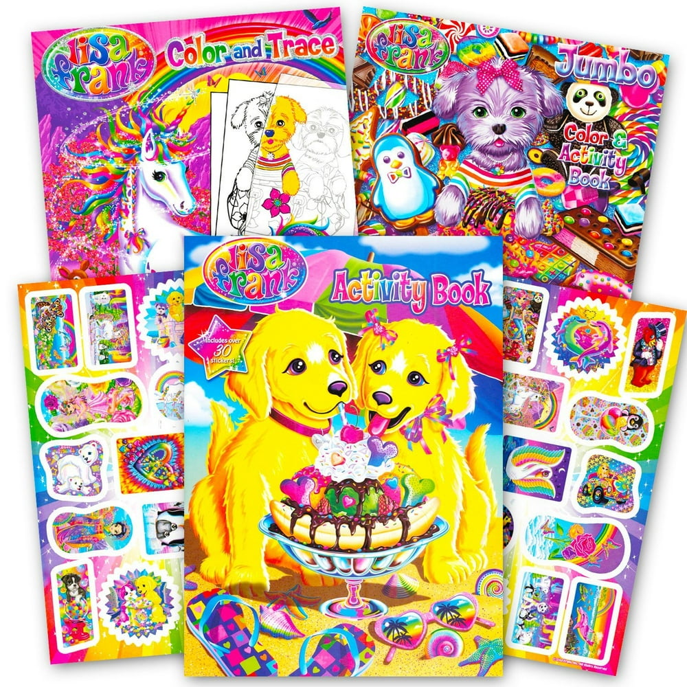 Lisa Frank Coloring Book and Stickers Super Set (3 Books with Over 30
