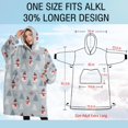 thumbnail image 4 of Oversized Wearable Blanket Hoodie,Light Blue Christmas Snowman and Tree Pattern Sherpa Blanket Hoodie with Super Pockets,Super Warm Fuzzy Pullover for Women & Men, 4 of 6