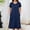 Navy, variant on CAZOFW Womens Nightgown，V-Neck Short Sleeve Loose Pocket Short Nightdress Homewear Sizes S-2XL