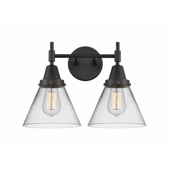 447-2W-BK-G42-Innovations Lighting-Cone - 2 Light Bath Vanity-11.25 Inches Tall and 16.75 Inches Wide-Matte Black Finish-Clear Glass Color