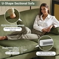 thumbnail image 3 of Ktaxon U-Shaped Sectional Sofa, 111"  Corduroy Couch, 4 Seat Lounge Sleeper with Double Chaise for Living Room Green, 3 of 9