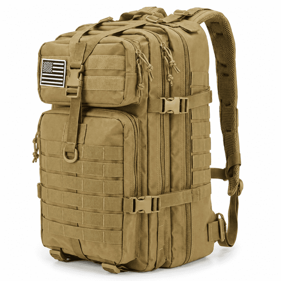 ZAVTYN 45L Hiking Backpack Large Laptop Bag Modular Gear MOLLE Utility Pack Heavy Duty Outdoor Equipment Rucksack for Camping men with 17-Inch Sleeve 180-Degree Opening