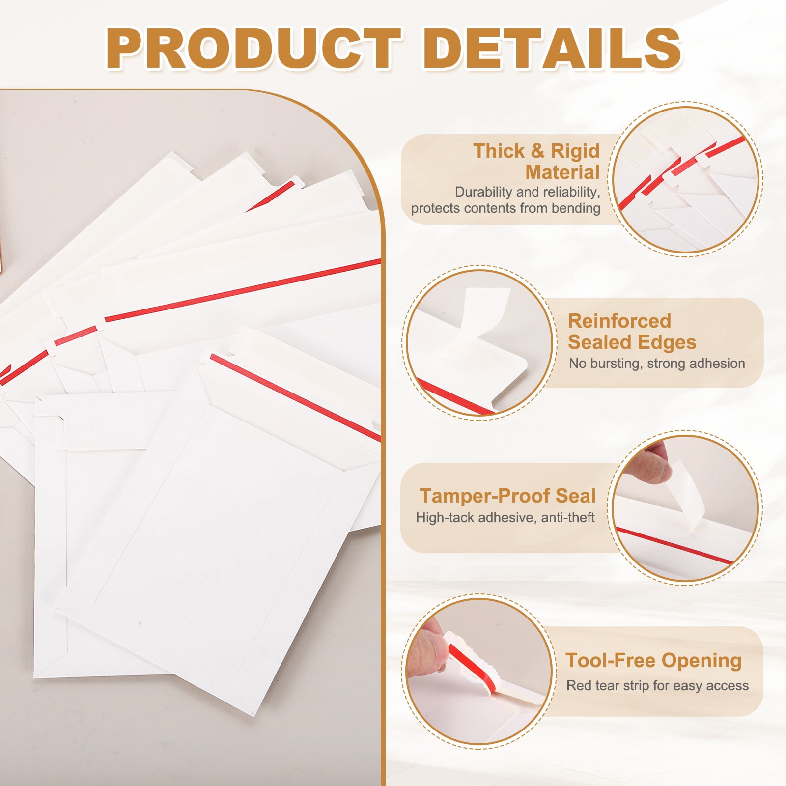 Uxcell Cardboard Envelopes, (13" x 10", White) (25Pcs), Rigid Mailers Self Seal Photo Document Mailers Stay Flat Shipping Envelopes, Suit for CD/Photos/Documents/Pictures/Papers/Files