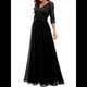 thumbnail image 3 of Vestido Formal para Mujer, Vestido de Madre de la Novia, 3/4, Vestido de Invitada de Boda, Vestido de Noche . Negro XL, 3 of 6
