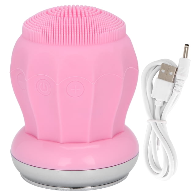 Cepillo de limpieza facial eléctrico recargable Ticfox Limpiador de poros faciales de silicona impermeable Rosa