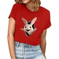 thumbnail image 2 of Cavosen Happy Easter Cute Shirts for Women Short Sleeve Summer Plus Size Bunny Print Pullover Blouse Round Neck Holiday Tops Vacation Festival T Shirts Loose Dressy Red 3XL, 2 of 5