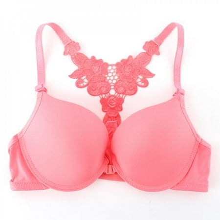 

SweetCandy Female Vest Front Zipper Push Up Bra Full Cup Lace Bras For Women Bralette Top Underwear Plus Size Seamless Wireless Gather Brassiere Sports Bra