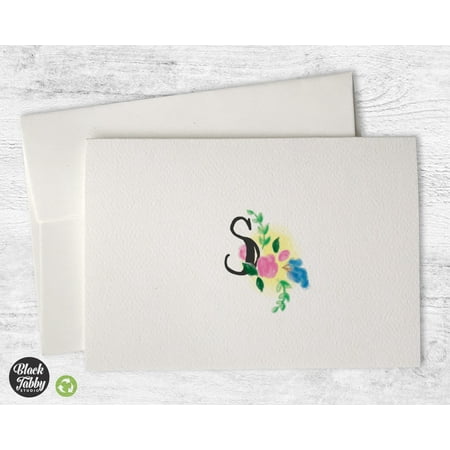 - Floral Monogram (Letter S) - Stationery Cards
