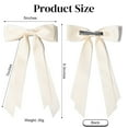 thumbnail image 3 of 2PCS Silky Satin Hair Bows Hair Clip Light Beige Hair Ribbon Ponytail Holder Accessories Slides Metal Clips Hair Bow for Women, 3 of 7