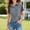 #395-Navy, variant on Women's V-Neck Plaid Shirt, Casual Loose-Fit Blouse with Color-Blocking Collar, Short-Sleeve Top for Everyday Wear and Office