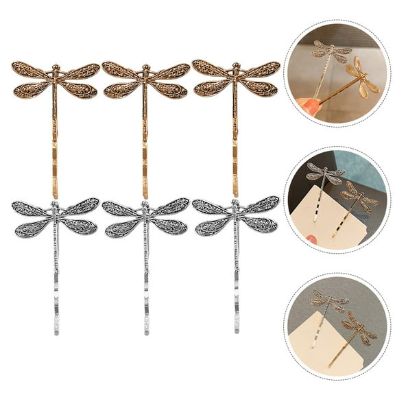 ELAYARD 6Pcs Dragonfly Bobby Pin Metal Hair Barrettes for Women with Styling Effect