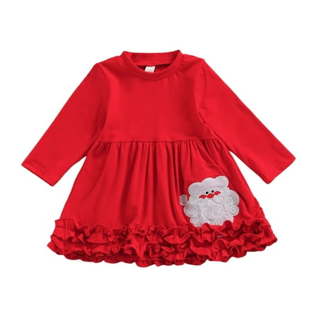 

Sweet Girls Princess Dress Xmas Kids Child Baby Girls Cute Cartoon Cotton Long Sleeve Princess Dress Christmas Outfits
