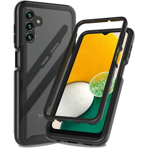 Case for Samsung Galaxy A13 5G,Galaxy A13 5G Design Cute Case,Shockproof Dual Layer Armor Protective Boys Men Girls Women Floral Flower Bumper Phone Case Cover (6.5",2022)[Black-Clear]