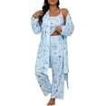 thumbnail image 3 of ZANKLEY Womens Pajamas Set 3 Piece Floral Butterfly Print Cami Top Long Pants Robe Sleepwear Loungewear Comfort, 3 of 12