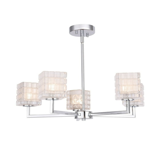 Woodbridge Lighting Candice 5-Light Opal Square Glass Metal Chandelier in Chrome