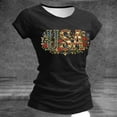 thumbnail image 2 of Felirenzacia Women's Patriotic Graphic T Shirt Basic Crew Neck Short Sleeves Tailored Tee Top Black,L, 2 of 5