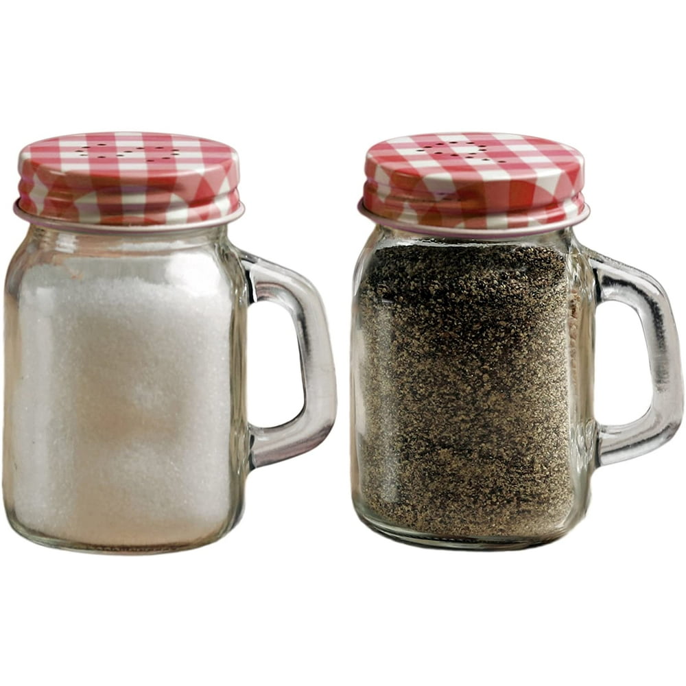 Mini Mason Jar Mug Glass Salt and Pepper Shakers with