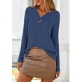 thumbnail image 3 of PRETTYGARDEN Women's Long Sleeve Shirts Fall Fashion Clothes Casual Ribbed V Neck Loose Tunic Tops Lightweight Sweaters, 3 of 8