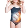 thumbnail image 2 of SEANATIVE Size 5-6 T One Piece Bathing Suit Breathable Beach Sleeveless Swimwear Leisure Fire Water Baseball Kids Tankini Swimsuit for Girls, 2 of 5