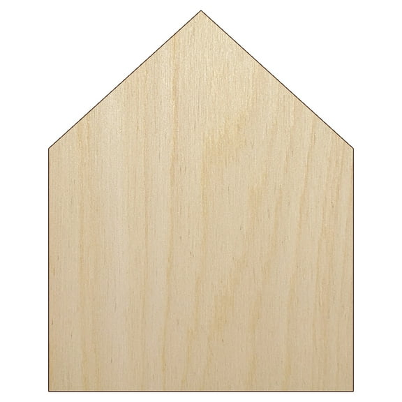 Simple House Solid Wood Shape Unfinished Piece Cutout Craft DIY Projects - 4.70 Inch Size - 1/8 Inch Thick