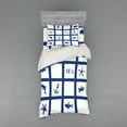 thumbnail image 2 of Navy Blue Duvet Cover Set, Navy Yacht Vessel Rope Used as Frame with Starfish Fish and Anchor Image, Bedding Set with Shams and Fitted Sheet, 3 Sizes, by Ambesonne, 2 of 3