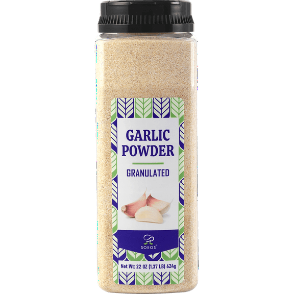 Soeos Pure Granulated Garlic, 22 oz Coarse Ground Garlic Seasoning for Roasting, BBQ Rubs and Everyday Cooking, 624g