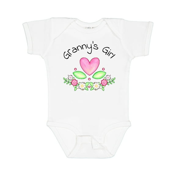 Inktastic Granny's Girl- Heart Flowers Girls Baby Bodysuit