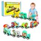 thumbnail image 2 of Juguetes XIANXIAN para niños de 2, 3, 4 y 5 años, juguetes de dinosaurios para niños de 2, 3 y 4 años, juguetes para niños pequeños, juego de tren de dinosaurios de madera, juguetes Montessori para, 2 of 8