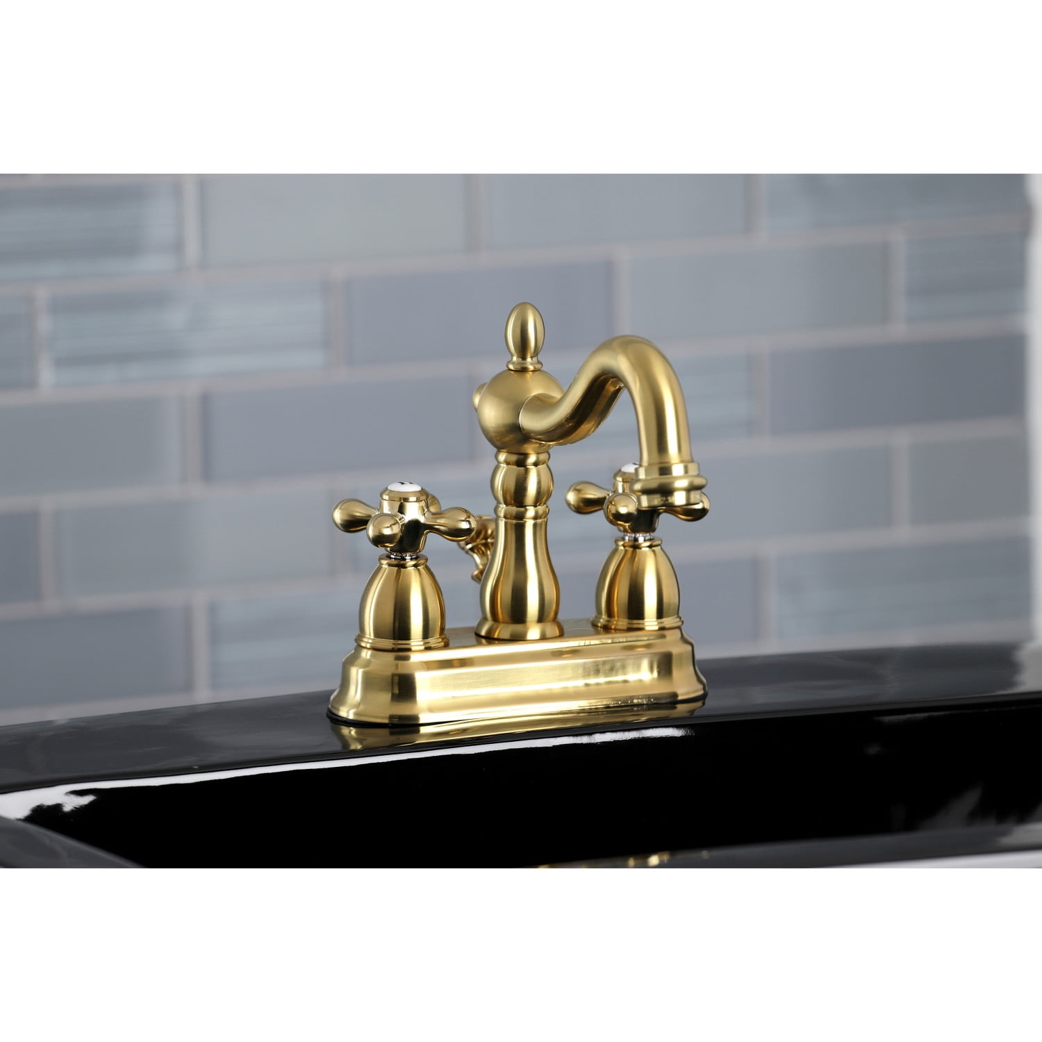 Kingston Brass KB1607AX Heritage 4 in. Centerset Bathroom Faucet, Brushed Brass