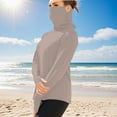 thumbnail image 2 of BiZtdJrK Unisex Sun Protection Clothing Mens Womens Sun Protection Lightweight Long Sleeve Shirts Workout Hiking Going Out Tops with Mask Khaki M Gifts for Mom, 2 of 9