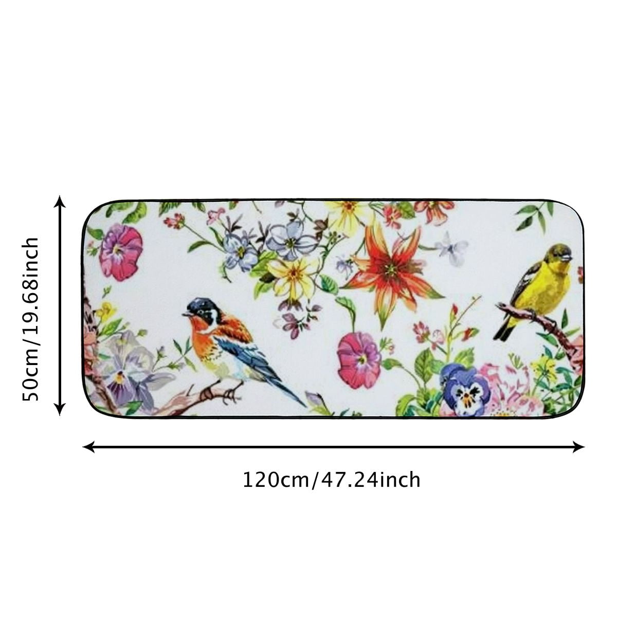 PHYHOO Doormat Beautiful Flowers and Birds Non-Slip Decorative Door Mat, Door Mat with Non-Slip Rubber Backing, Easy Cleaning, Traps Dirt, for Entry, Patio, Garage 19.68*47.24 in