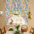 thumbnail image 2 of Easter Colored Eggs Swag Valance Curtains Blue Pink Orange Flower Leaf Spring Vintage Rod Pocket Swag Curtains Small Window Treatments for Kitchen Bathroom Bedroom 36" W x 36" L, 2 Panels, 2 of 9