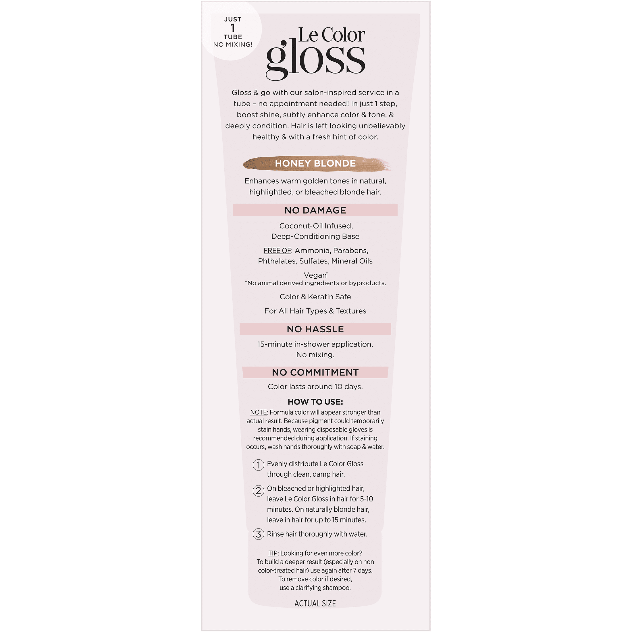 L'Oreal Paris Le Color Gloss One Step In-Shower Toning Gloss Hair Color, Honey Blonde, 4 fl oz
