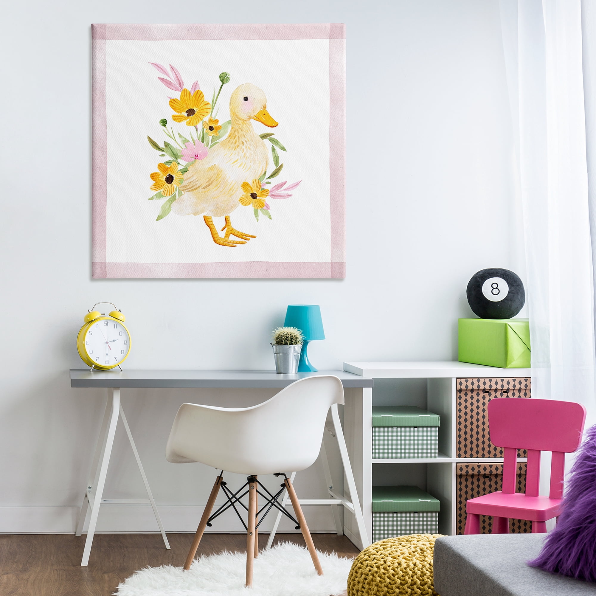 Stupell Industries Duck & Yellow Daisies Animals & Insects Painting Gallery Wrapped Canvas Art Print Wall Art, 36 x 36