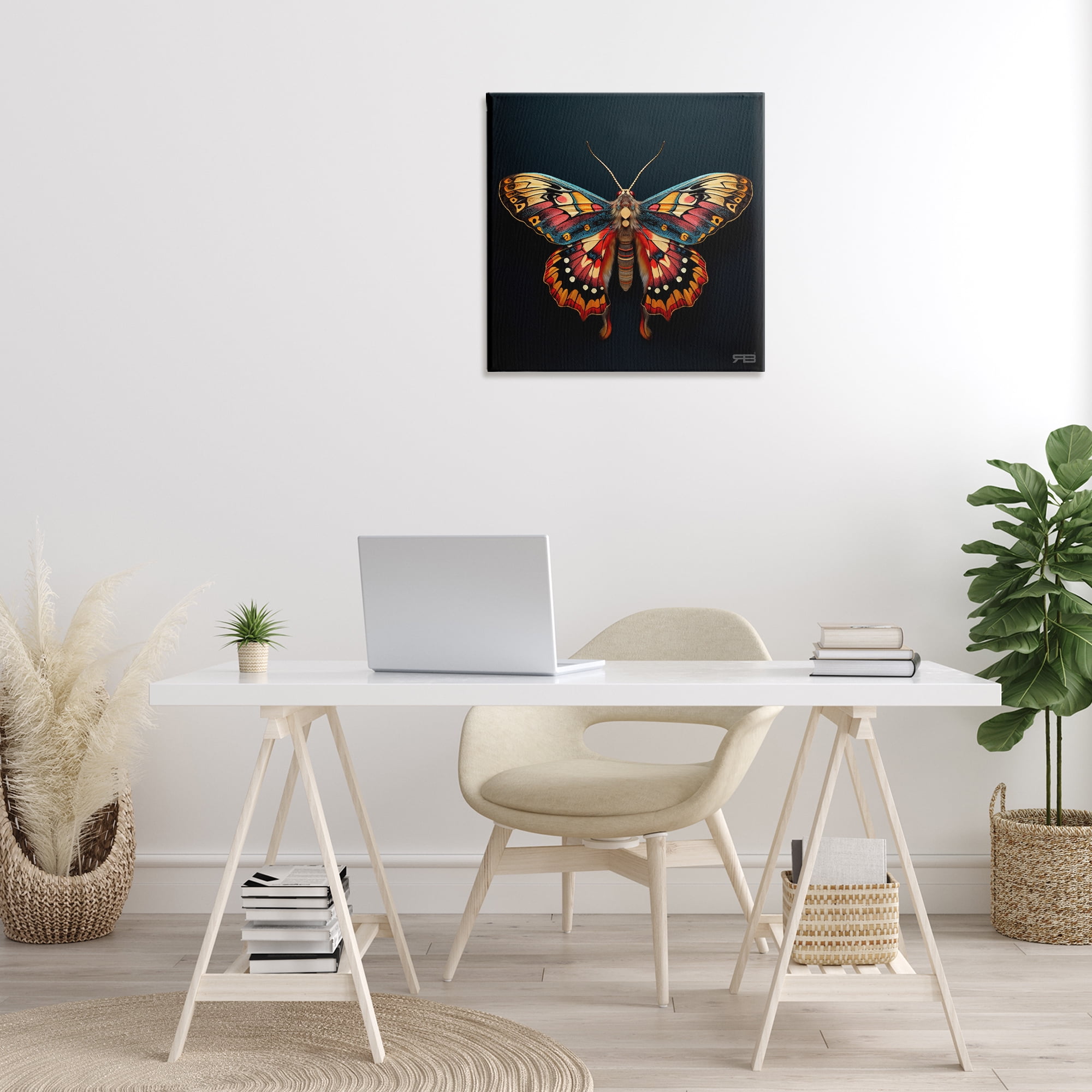 Stupell Industries Vivid Patterned Moth Animals & Insects Painting Gallery Wrapped Canvas Art Print Wall Art, 24 x 24