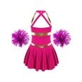 thumbnail image 4 of Yeahdor Little & Big Girls Sparkle Cheer Leader Dance Dress with Pompoms High Schoolgirls Cheer Leader Team Uniform Hot Pink 12, 4 of 7