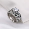 thumbnail image 3 of Dazzlingdaimonds Jewels 925 Sterling Silver 3.00 Ct Heart Cut Emerald & Diamond Wedding Engagement Thanksgiving Christmas Bridal Ring Set 14K White Gold Plated For Women's -7, 3 of 5