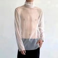thumbnail image 2 of Bibifish Men's See Through T Shirt Turtleneck Mesh Long Sleeve T Shirt Slim Fit Stretch Undershirts Party Club Tops, 2 of 9