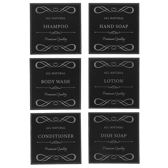 DEEPCRAFF Waterproof Labels for Dispenser Bottle 6 Sheets PVC Adhesive Sticker Simplifying Organization