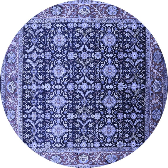 Ahgly Company Indoor Round Oriental Blue Traditional Area Rugs, 7' Round