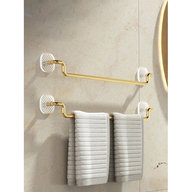 1pc Gold Color No-drill Stainless Steel Towel Rack For Bathroom, Size S/m